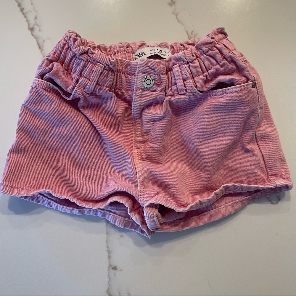 Zara toddler girls size 3-4 years pink distressed denim shorts